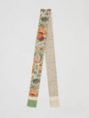 BURBERRY Floral and Monogram Print Silk Skinny Scarf