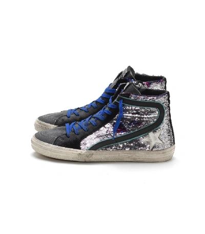 Golden Goose Slide Sneakers In Leopard Paillettes/white Star In Leopard Print