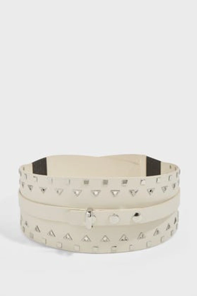 Isabel Marant Yoli Studded Wide Leather Belt In White