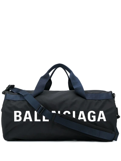 Balenciaga Black And Navy Blue Man Gym Wheel Bag