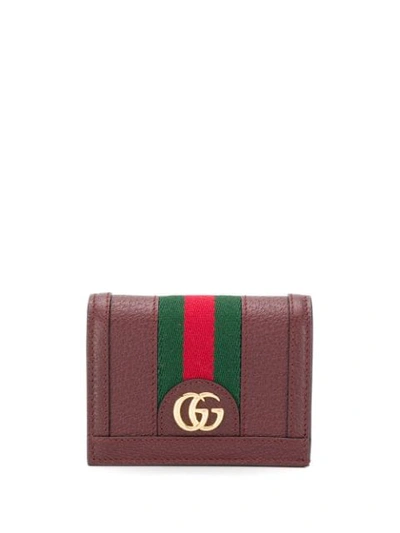 Gucci Ophidia Leather Bifold Card Case In Red