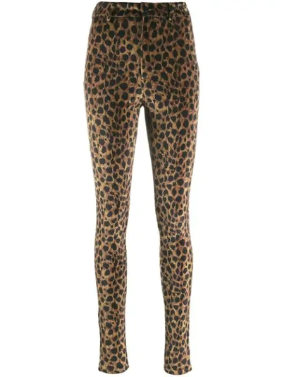 Attico High-waisted Leopard-print Velvet Skinny Pants In Animal