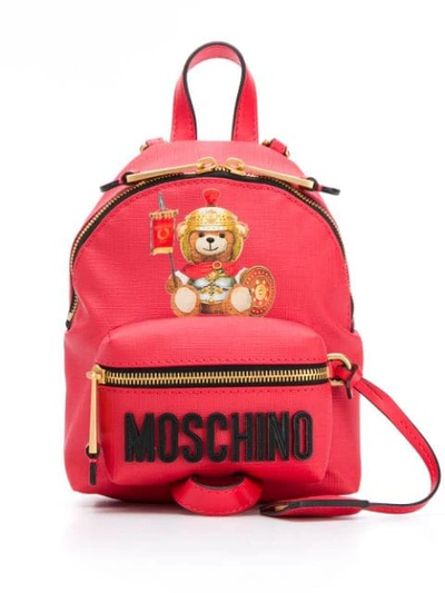 Moschino Mini Teddy Printed Pvc Backpack In Black