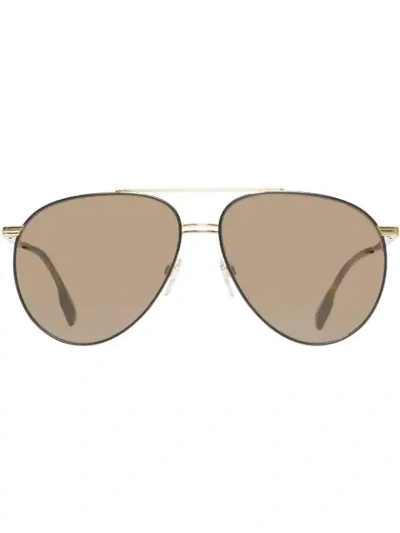Burberry Top Bar Detail Pilot Sunglasses In Brown