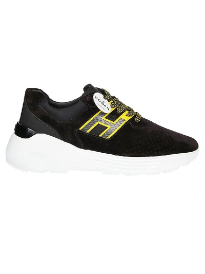 Hogan Sneakers In Perforated Rubber And Neoprene Suede With Neon Details In Black