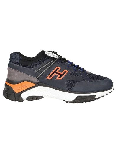 Hogan Blue Orange And Black Nabuck Leather Urban Trek Sneakers