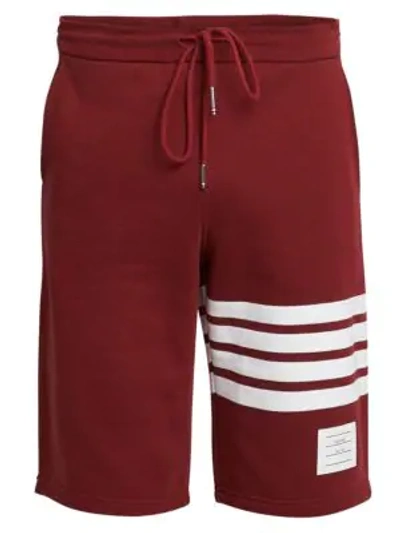 Thom Browne Classic Drawstring Cotton Sweatshorts In Medium Red