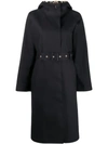 MACKINTOSH INVERURIE BLACK X LEOPARD OVERSIZED SINGLE BREASTED TRENCH COAT | LR-1004