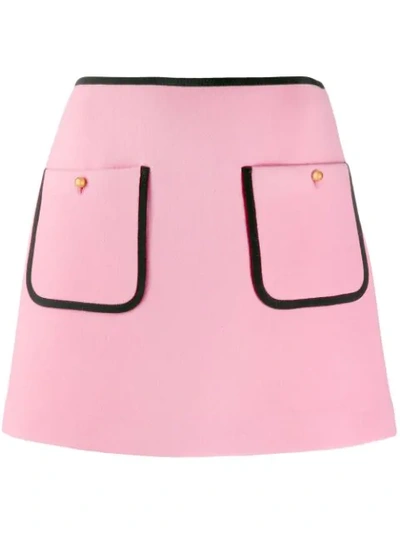 Miu Miu Virgin Wool Tricot Mini Skirt In Pink