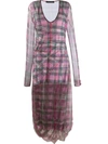 Y/project Y / Project Sheer Layered Tartan Dress In Pink