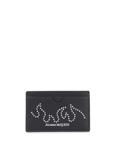 Alexander Mcqueen Studded Details Cardholder In Black