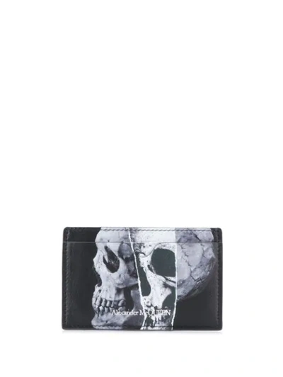 Alexander Mcqueen Black Printed Leather Card Holder