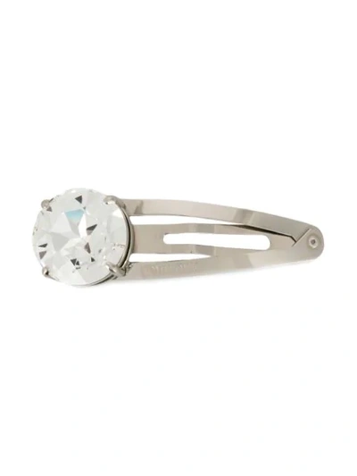 Miu Miu Crystal Embellished Hair Clip In Silver