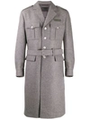 PRADA PRADA MID-LENGTH MILITARY COAT - 灰色