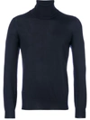 Brunello Cucinelli Knit Turtleneck Sweater Ribbed Cuffs In Blue