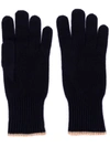 Brunello Cucinelli Contrast-trim Cashmere Gloves In Blue