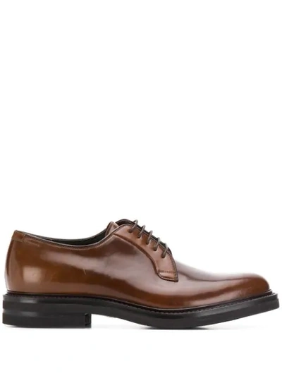 Brunello Cucinelli Classic Lace-up Derby Shoes In Brown