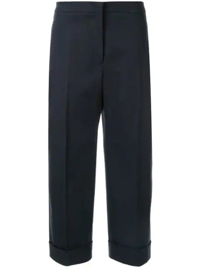 Jil Sander Cropped Cotton-gabardine Straight-leg Pants In Black