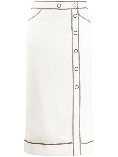 Ganni Fitted Pencil Skirt In White
