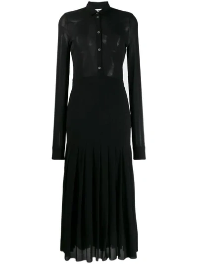 Jil Sander Fine Knit Midi Dress In 001 Black