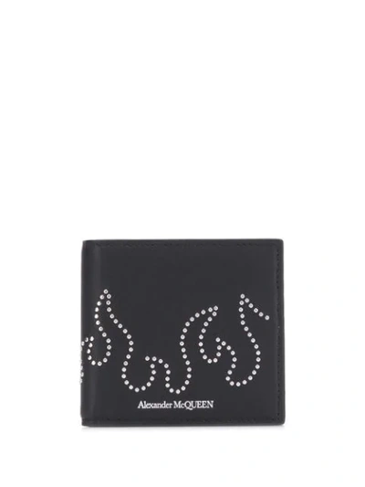Alexander Mcqueen Studded Flame Motif Wallet In 1000 Black