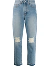 Zadig & Voltaire Distressed Straight Jeans In Blue