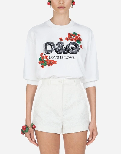 Dolce & Gabbana Logo棉质运动衫 In White
