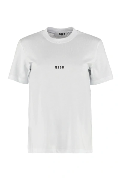 Msgm Logo Print Cotton T-shirt In White