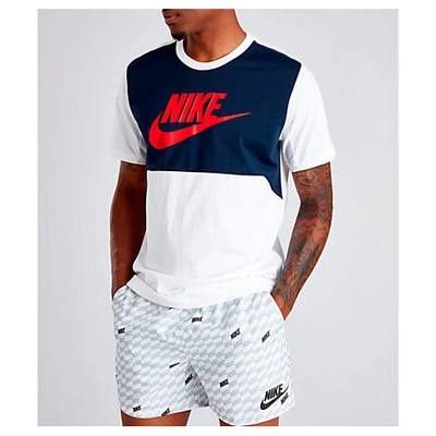 Nike Men's Sportswear Hybrid Color Block T-shirt In White Blue