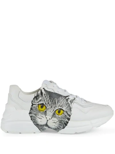 Gucci Women's Rhyton Trainer With Mystic Cat In White