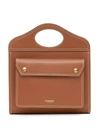 BURBERRY MINI TOPSTITCH DETAIL LEATHER POCKET BAG