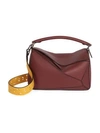 Loewe Small Puzzle Leather Bag In Wine