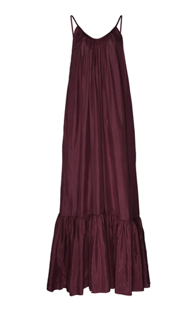 Kalita Brigitte Gathered Silk Maxi Dress In Purple