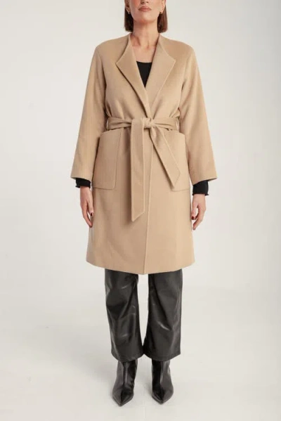 1982 Cashmere Belted Lapel Coat In Brown