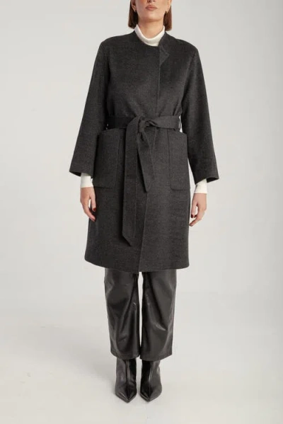 1982 Cashmere Belted Lapel Coat In Gray
