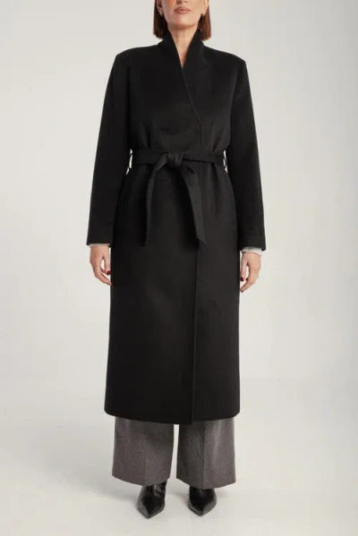 1982 Cashmere Belted Long Coat In Black