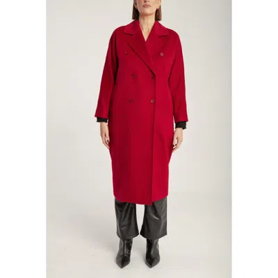 1982 Cashmere Double Breasted Long Coat In Burgundy