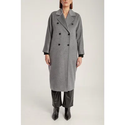 1982 Cashmere Double Breasted Long Coat In Gray