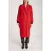 1982 Cashmere Double Breasted Long Coat In Red