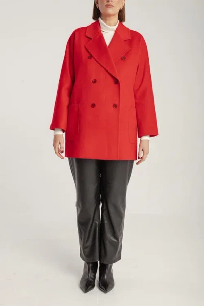 1982 Cashmere Double Breasted Short Coat In Red