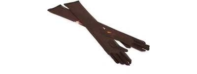 Dries Van Noten Long Printed Gloves In Brown