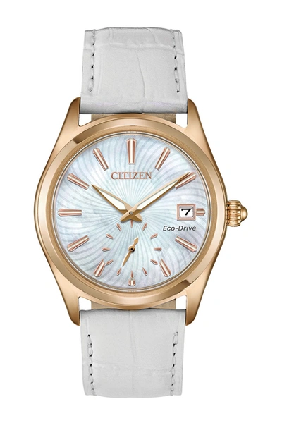 Citizen Standard Embossed Leather Eco-drive Watch, 36mm In White