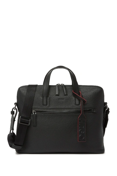 Hugo Boss Victorian Leather Messenger Bag In Blk