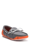 Swims Men's Stride Mesh & Rubber Braided-lace Boat Shoes In Orange / Gray / Wht Fleck