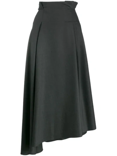 Brunello Cucinelli Asymmetric Pleated Skirt In Grey