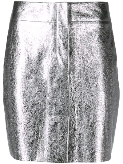 Sandro Astar Metallic Leather Mini Skirt In Black