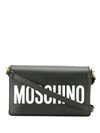 Moschino Logo Flap Shoulder Bag In Black