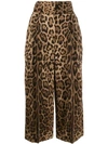 Dolce & Gabbana High-waisted Leopard-print Wool-blend Culottes In Brown