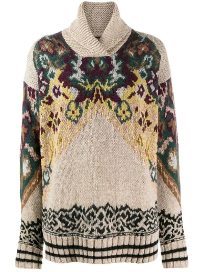 Etro Wool-blend Jacquard Turtleneck Sweater In Multicolor