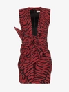 SAINT LAURENT SAINT LAURENT TIGER PRINT TIE FRONT DRESS,580166Y315V14031269